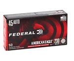 Federal American Eagle Handgun Ammunition 45 ACP 230 Grain Total Metal Jacket Box of 50 Rounds