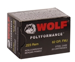 Wolf Rifle Ammunition 223 Remington 62 Grain Full Metal Jacket  Box of 20