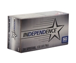 Independence Handgun Ammunition 38 Special 130 Grain Full Metal Jacket Box of 50 Rounds
