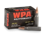 Wolf Rifle Ammunition 308 Winchester 150 Grain Full Metal Jacket Box of 20 Rounds