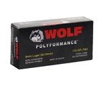 Wolf Ammunition 9mm Luger 115 Grain Full Metal Jacket Steel Case Berdan Primed Box of 50