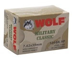 Wolf Military Classic Rifle Ammunition 7.62x39mm Russian 124 Grain Jacketed Hollow Point Box of 20
