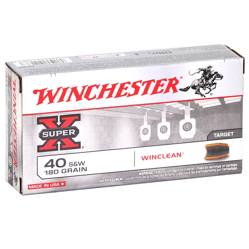 chester USA WinClean 40 S&W 180 Grain Enclosed Brass Box Of 50 Ammo