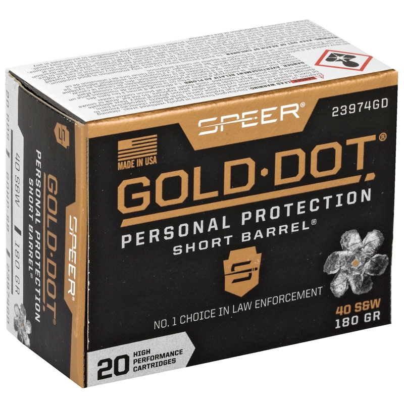 er Gold Dot Short Barrel 40 S&W 180 Grain Jacketed Hollow Point Box Of 20 Ammo