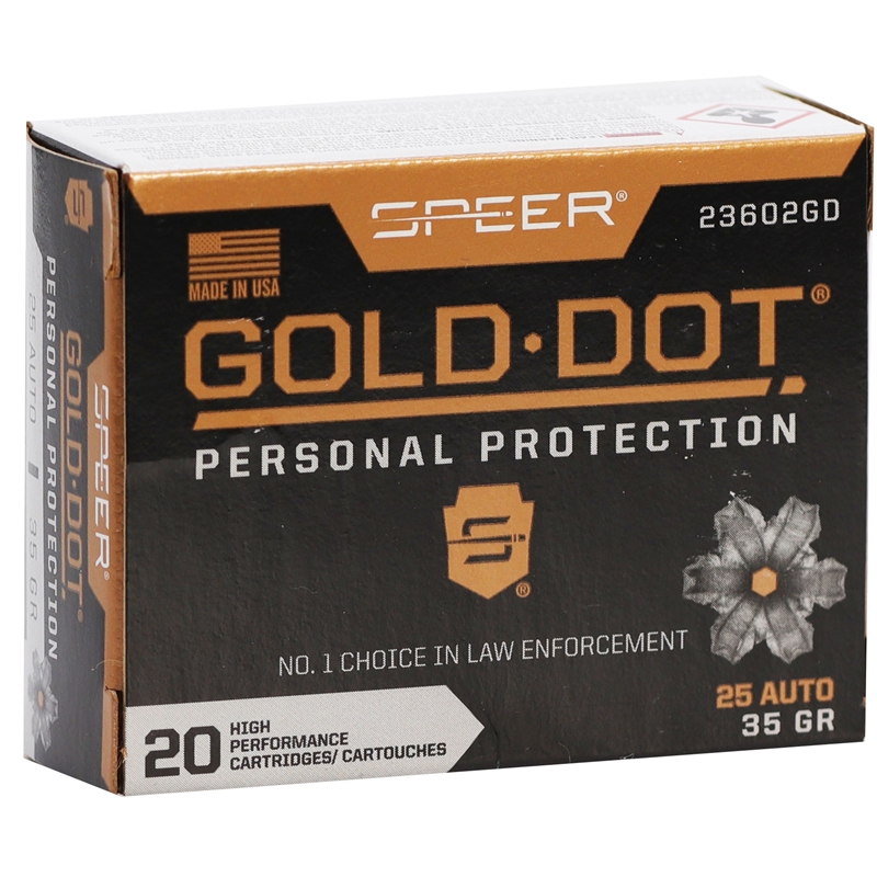 er Gold Dot 25 ACP AUTO 35 Grain Jacketed Hollow Point Box Of 20 Ammo