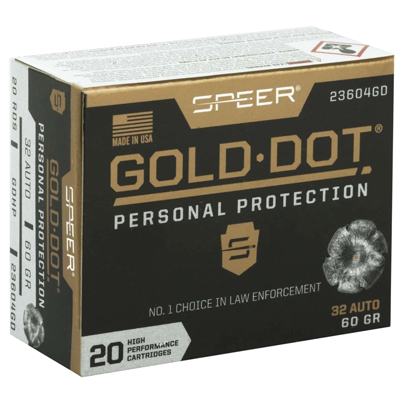 er Gold Dot 32 ACP AUTO 60 Grain Gold Dot Hollow Point Box Of 20 Ammo