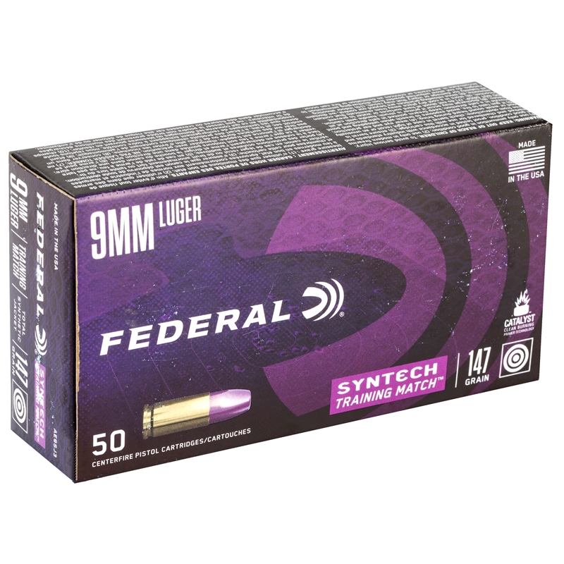 eral Syntech 9mm Luger 147 Grain Training Match TSJ Box Of 50 Ammo