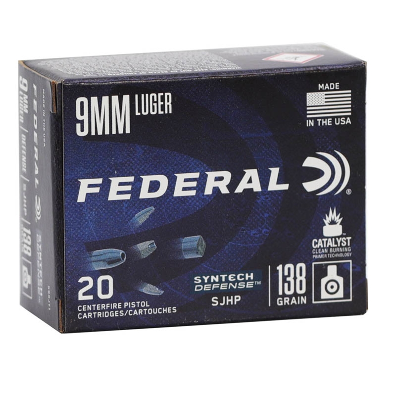 eral Syntech 9mm Luger 138 Grain Defense SJHP Box Of 20 Ammo