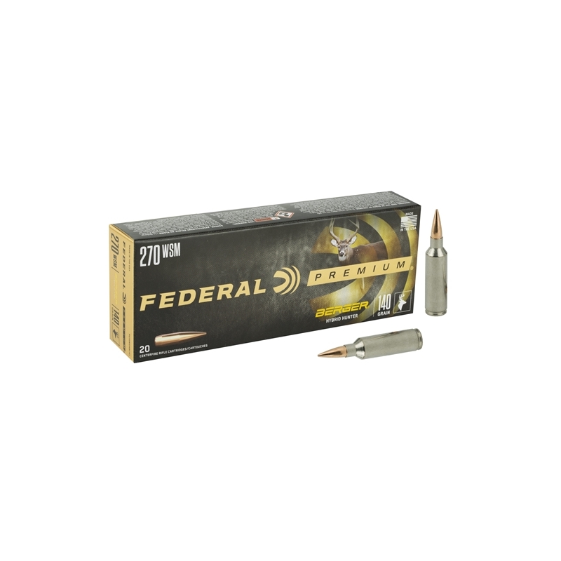 eral Premium 270 Winchester Short Magnum (WSM) 140 Grain Berger Hybrid Hunter Box Of 20 Ammo