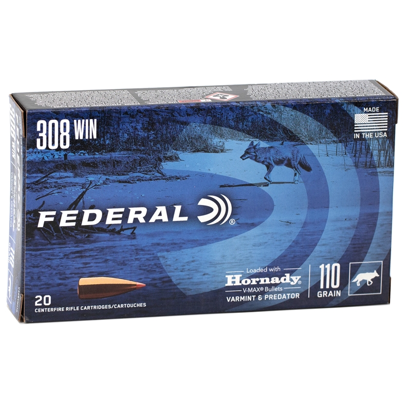 eral Varmint & Predator 308 Winchester 110 GR Hornady V-Max Box Of 20 Ammo