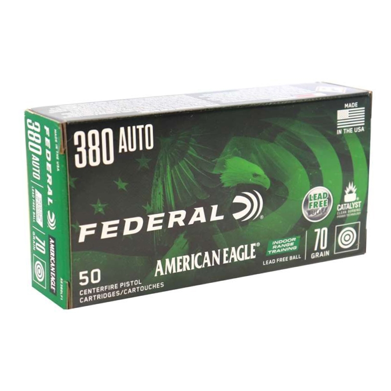 eral American Eagle IRT 380 ACP Auto 70 Grain Lead Free Full Metal Jacket Box Of 50 Ammo