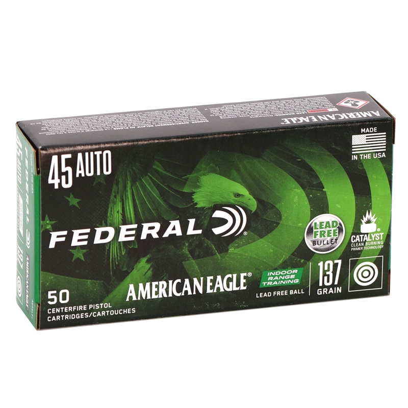 eral American Eagle IRT 45 ACP Auto 137 Grain Lead Free Full Metal Jacket Box Of 50 Ammo