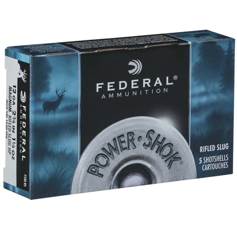 eral Power-Shok 12 Gauge 2-3/4 1-1/4oz. Hollow Point Slug Box Of 5 Ammo