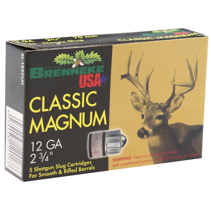 nneke USA Classic Magnum 12 Gauge 2-3/4 1-1/8 Oz Lead Slug Box Of 5 Ammo