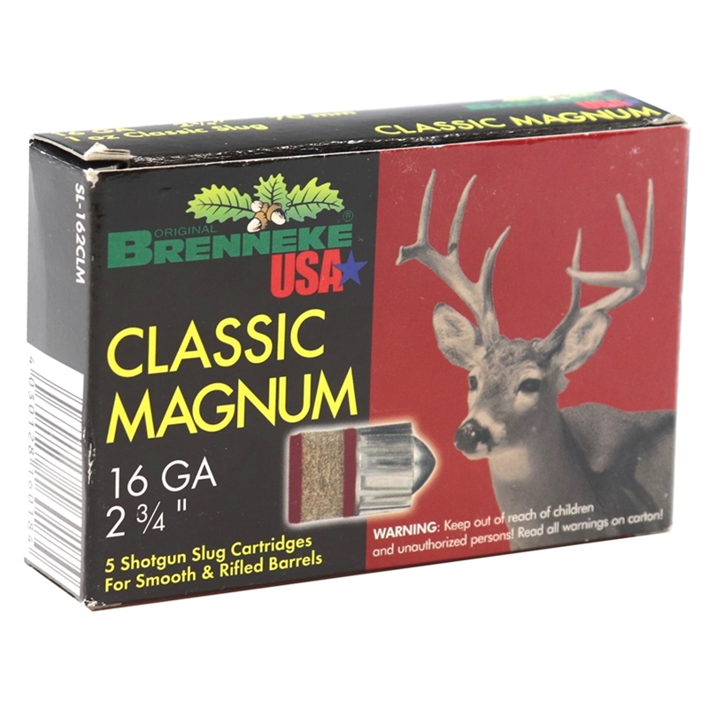 nneke USA Classic Magnum 16 Gauge 2-3/4 1 Oz Lead Rifled Slug Box Of 5 Ammo