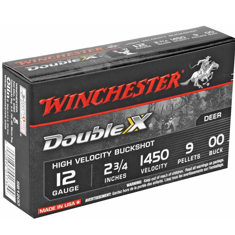 chester Double X 12 Gauge 2 3/4 00 Buck Shot 9 Pellets Box Of 5 Ammo