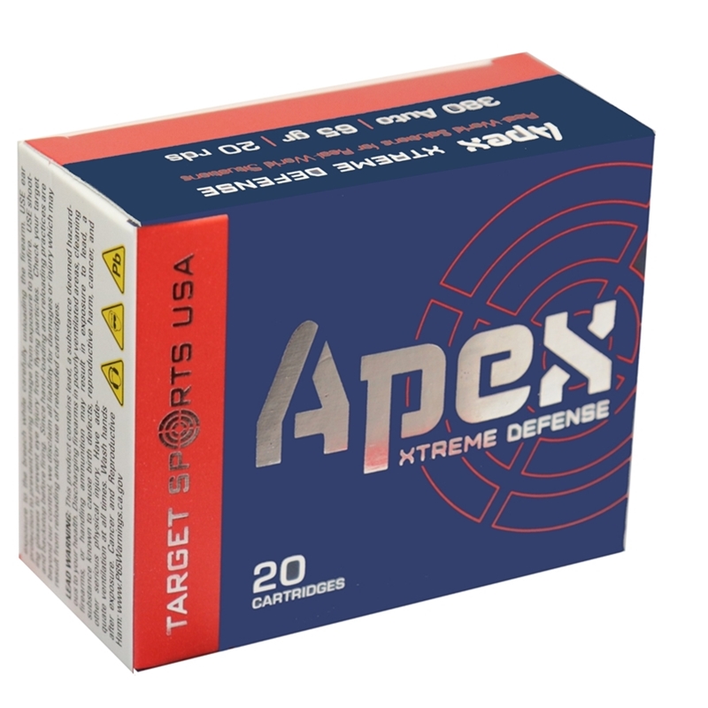 get Sports USA APEX 380 Auto 65 Grain Xtreme Defense Box Of 20 Ammo