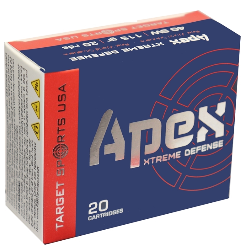 get Sports USA APEX 40 S&W 115 Grain Xtreme Defense Box Of 20 Ammo