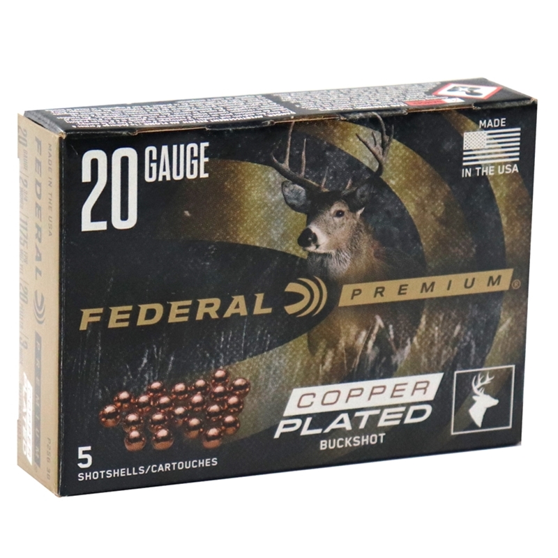 eral Premium Vital-Shok 20 Gauge 2-3/4 Buffered #3 Copper Plated Buckshot 20 Pellets Box Of 5 Ammo