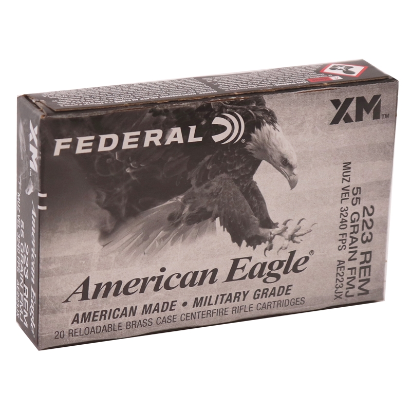 eral American Eagle 223 Remington 55 Grain Full Metal Jacket Box Of 20 Ammo