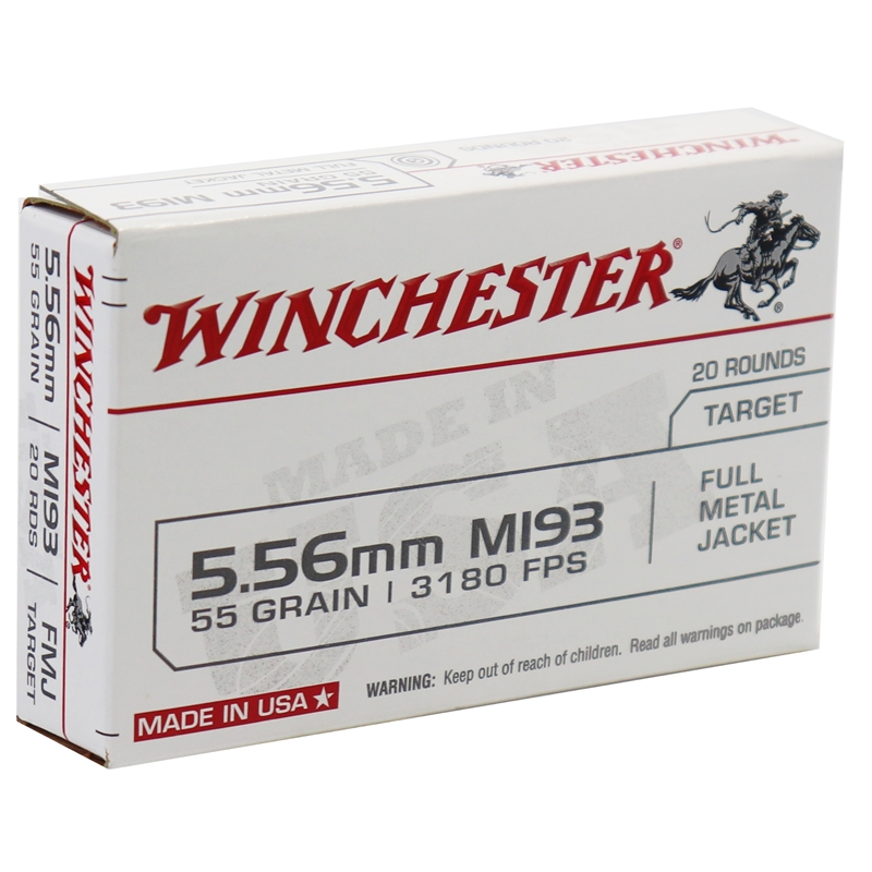 chester USA 5.56x45mm NATO M193 55 Grain FMJ Box Of 20 Ammo