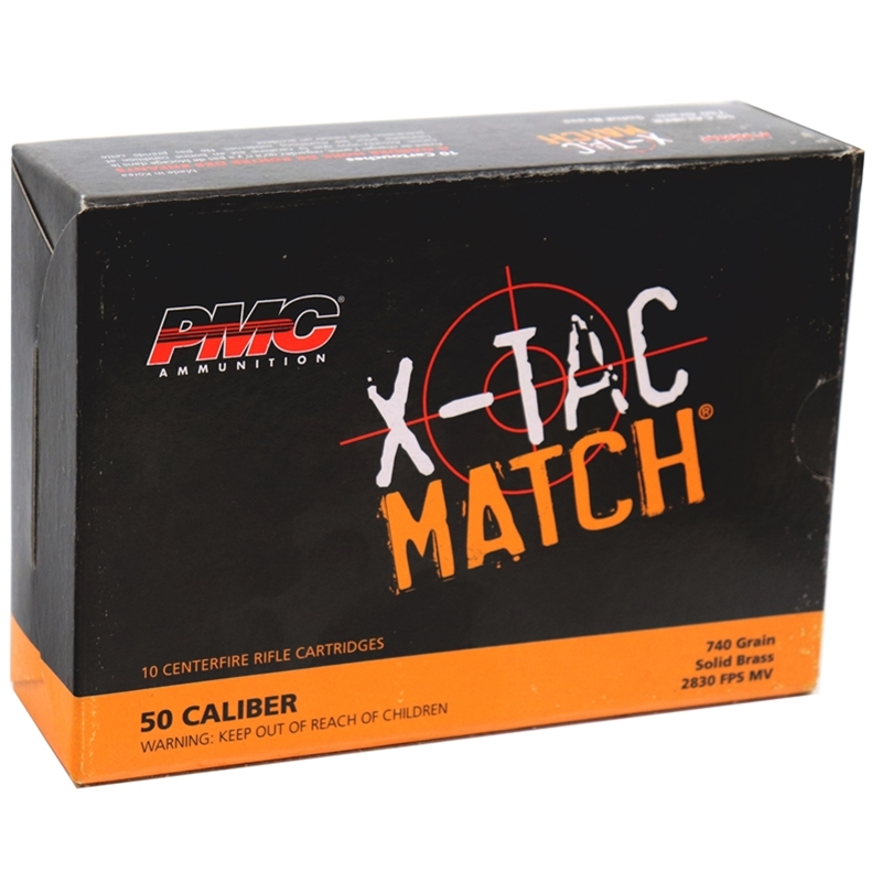  X-Tac Match 50 BMG 740 Grain Solid Brass Projectile Box Of 10 Ammo