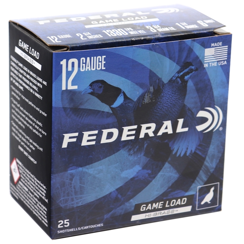 eral Game Load Upland Hi-Brass 12 Gauge 2-3/4 1-1/4oz. #6 Shot Box Of 25 Ammo