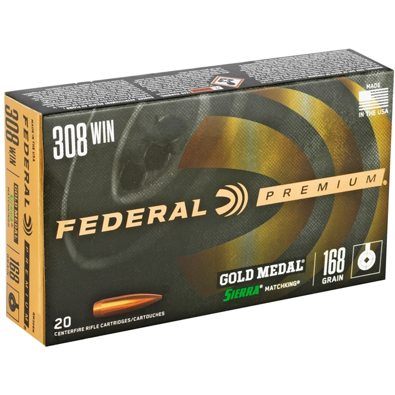 eral Gold Medal 308 Winchester 168 Grain Sierra MatchKing Hollow Point Box Of 20 Ammo