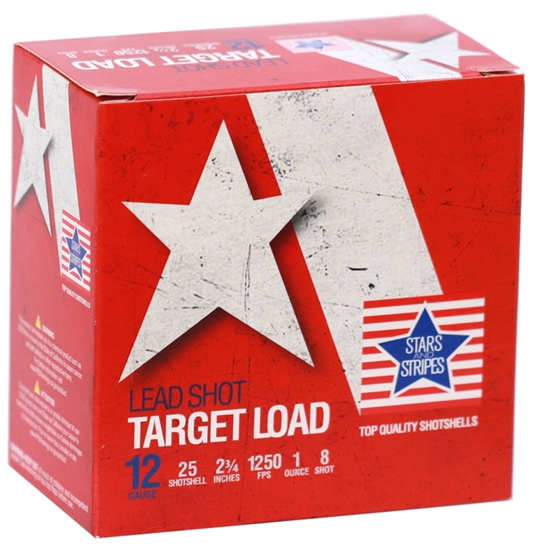 rs And Stripes Target Loads 12 Gauge 2-3/41 Oz #8 Shot Box Of 25 Ammo