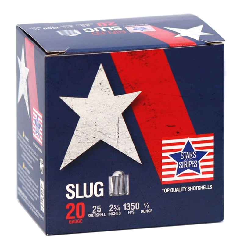 rs And Stripes Target Loads 20 Gauge 2 3/4 3/4 Oz. Rifled Slug Box Of 25 Ammo