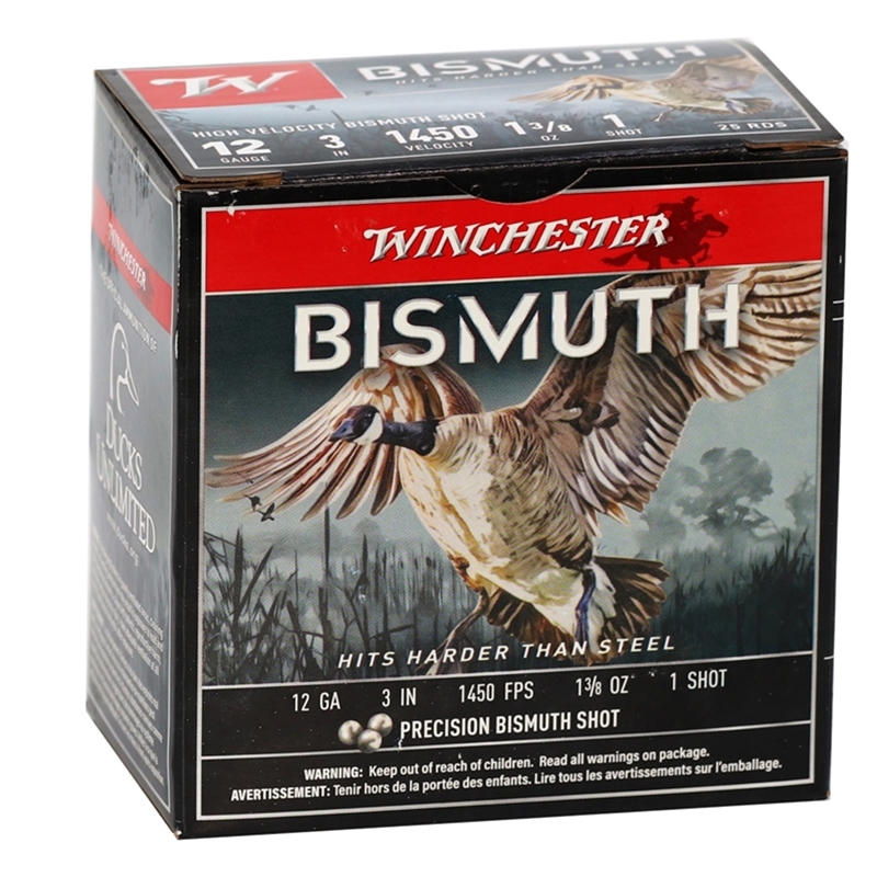 chester Bismuth Waterfowl 12 Gauge 3 1 3/8oz. #1 Bismuth Shot Box Of 25 Ammo