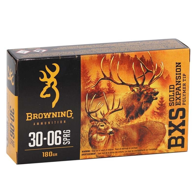 wning BXS 30-06 Springfield 180 Grain Solid Copper Polymer Tip Boat Tail Lead-Free Box Of 20 Ammo