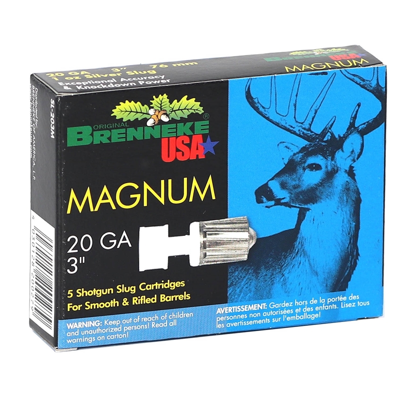 nneke USA Magnum 20 Gauge 3 1 Oz Lead Silver Rifled Slug Box Of 5 Ammo