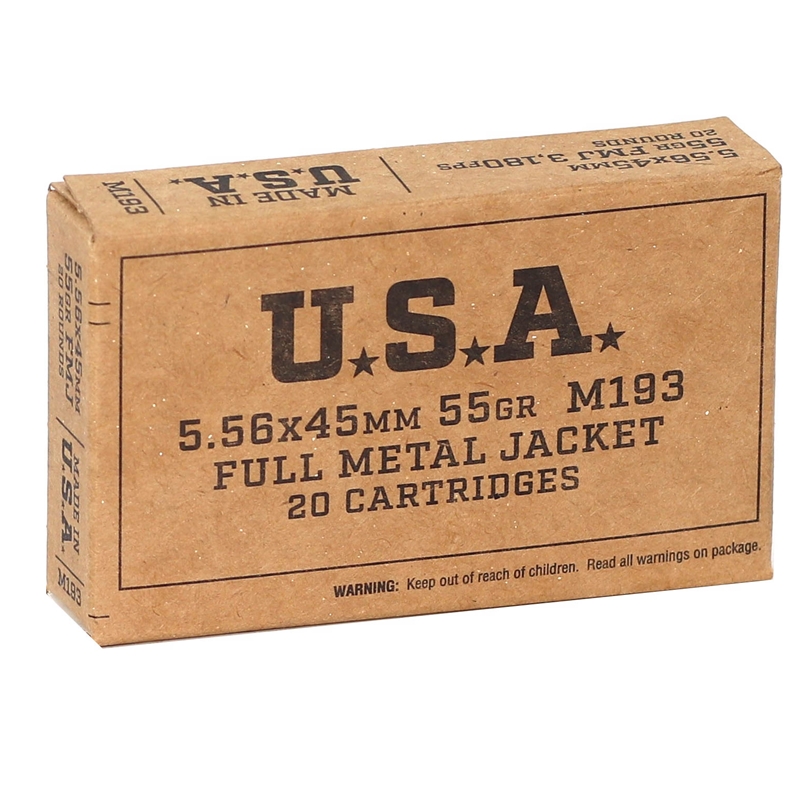 chester Service Grade 5.56x45 M193 55 Grain Full Metal Jacket Box Of 20 Ammo