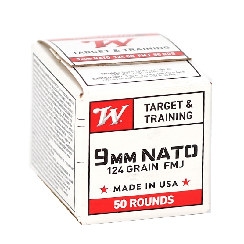 chester USA 9mm NATO 124 Grain Full Metal Jacket Box Of 50 Ammo