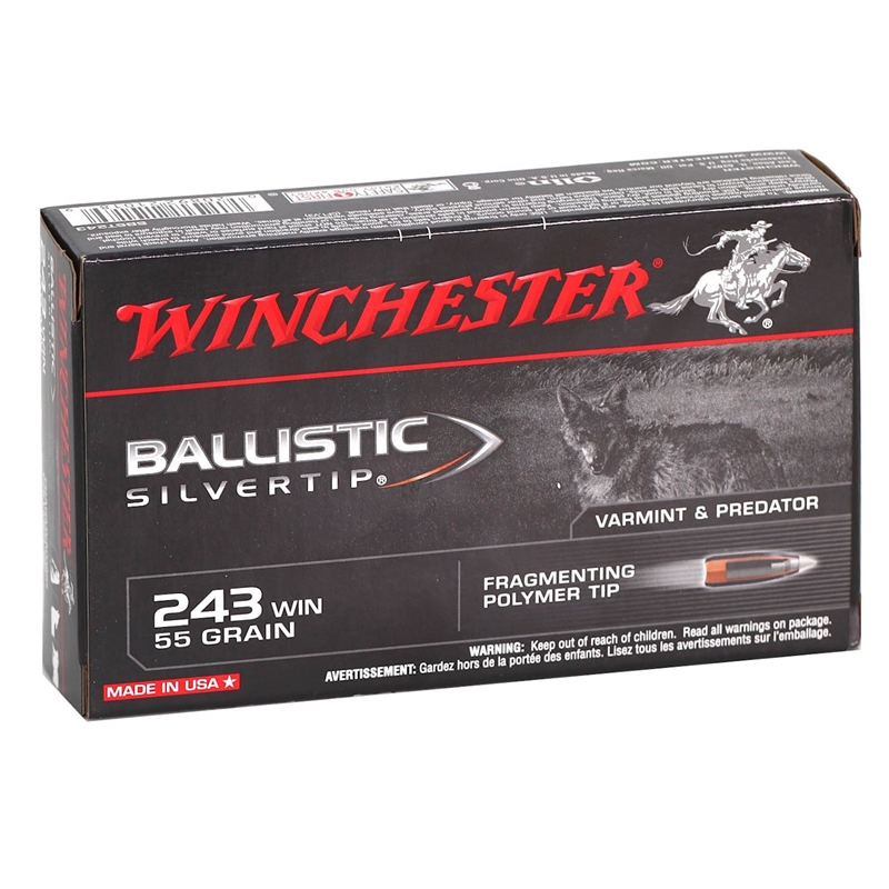 chester Ballistic Silvertip 243 Winchester 55 Grain Polyer Tip Box Of 20 Ammo