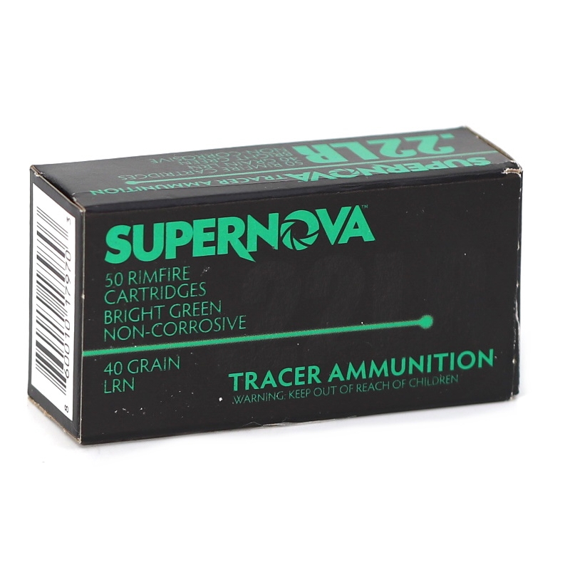 ernova 22 Long Rifle Green Tracer 40 Grain Lead Round Nose Box Of 50 Ammo