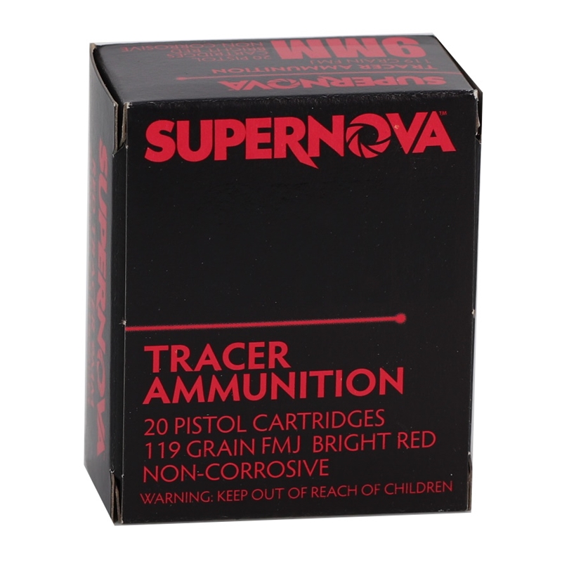 ernova 9mm Red Tracer 119 Grain Full Metal Jacket Box Of 20 Ammo