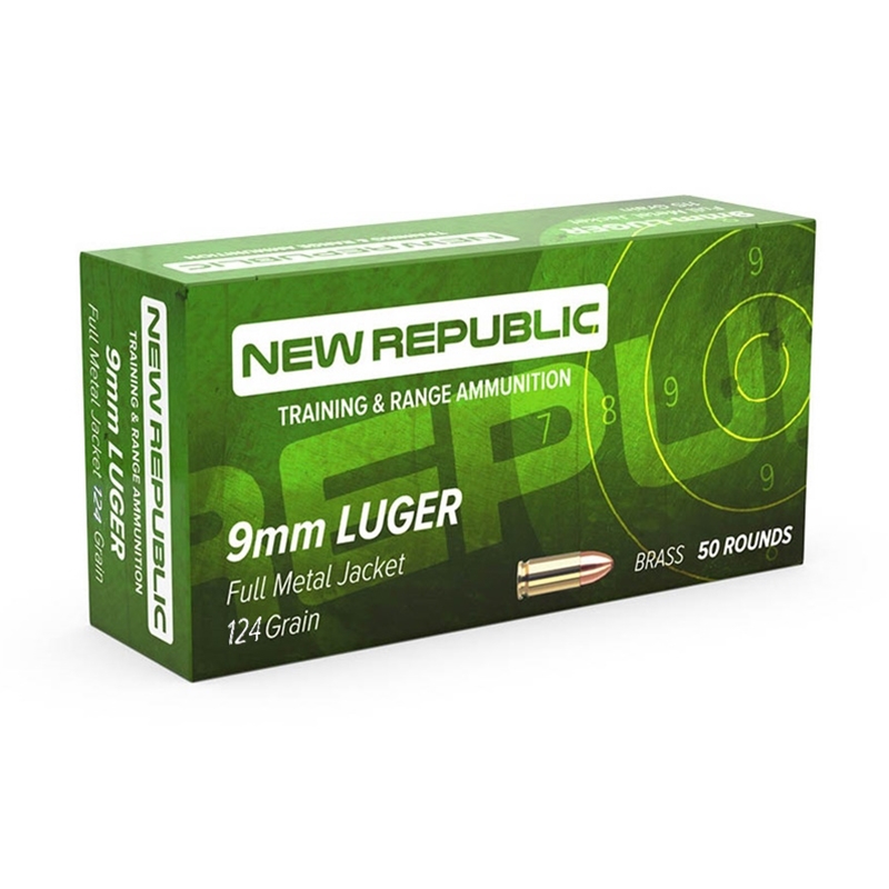  Republic Training And Range 9mm Luger 124 Grain FMJ Box Of 50 Ammo