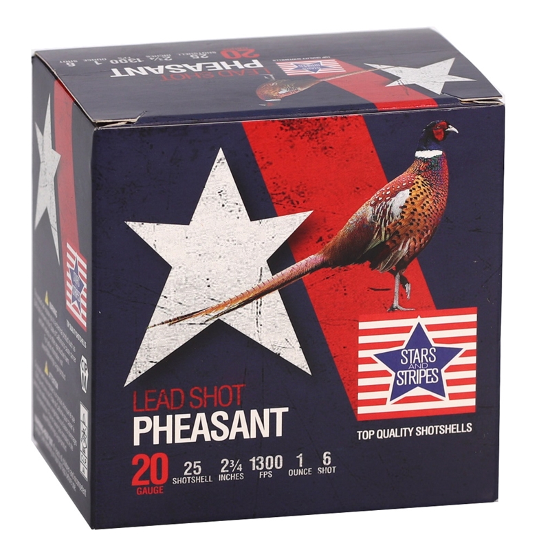 rs And Stripes Pheasant Load 20 Gauge 2 3/4 1 Oz. #6 Shot Box Of 25 Ammo