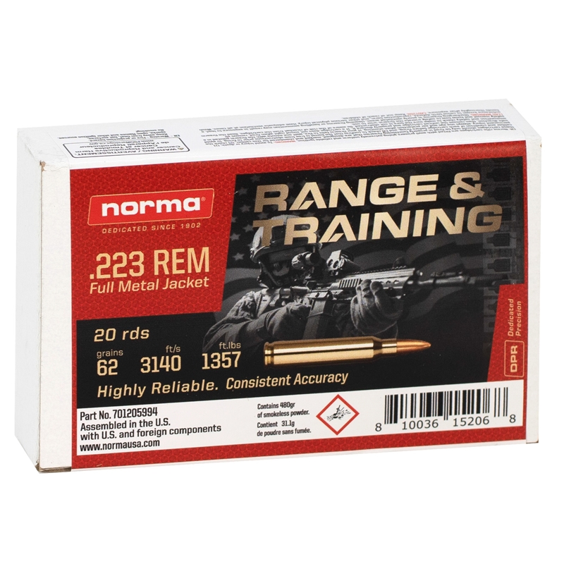 ma Range & Training 223 Remington 62 Grain Full Metal Jacket Box Of 20 Ammo