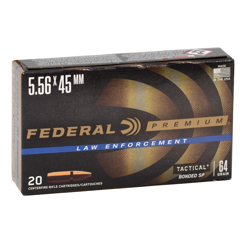 eral Law Enforcement Premium 5.56x45mm 64 Grain Bonded SP Box Of 20 Ammo