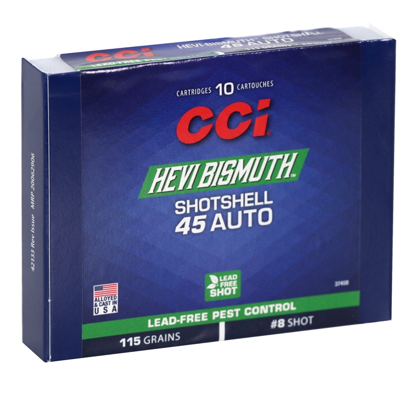  Bismuth Shotshell 45 ACP AUTO 115 Grain #8 Shot Box Of 10 Ammo