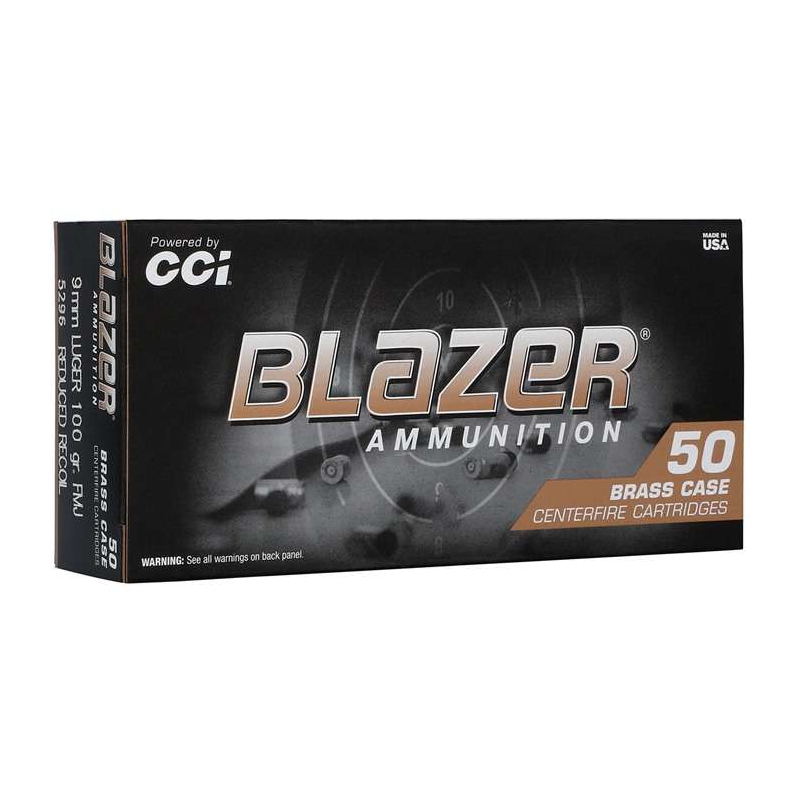  Blazer Brass 9mm Luger 100 Grain Full Metal Jacket Box Of 50 Ammo