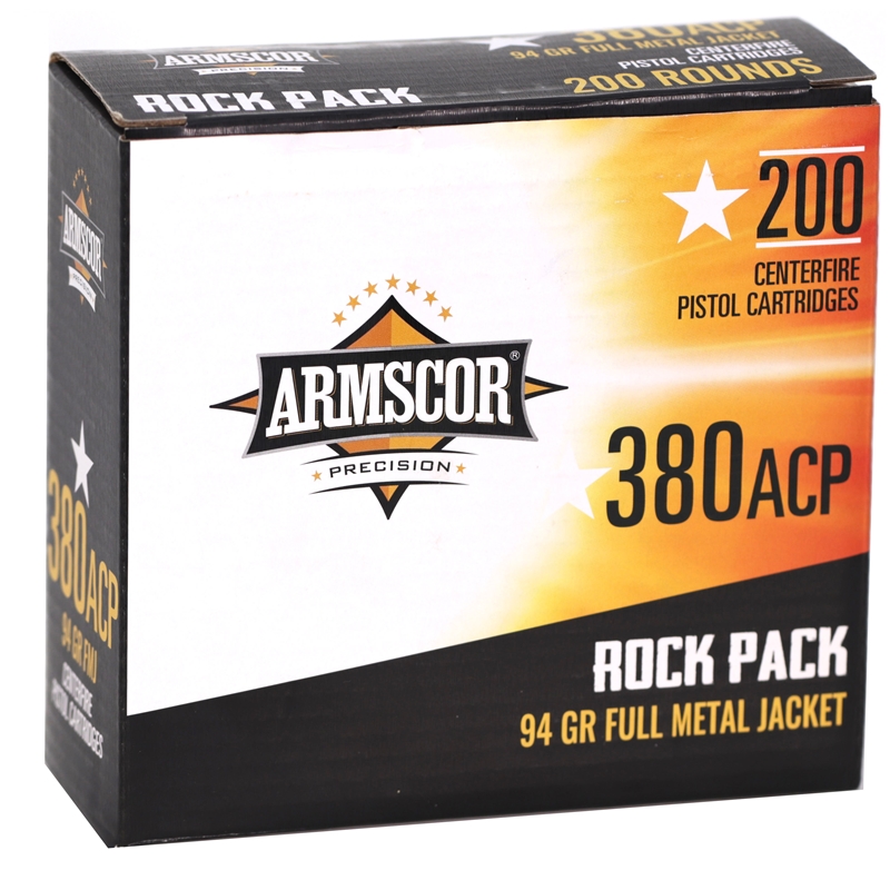 scor USA 380 ACP AUTO 94 Grain Full Metal Jacket 200 Round Rock Pack Box Of 200 Ammo