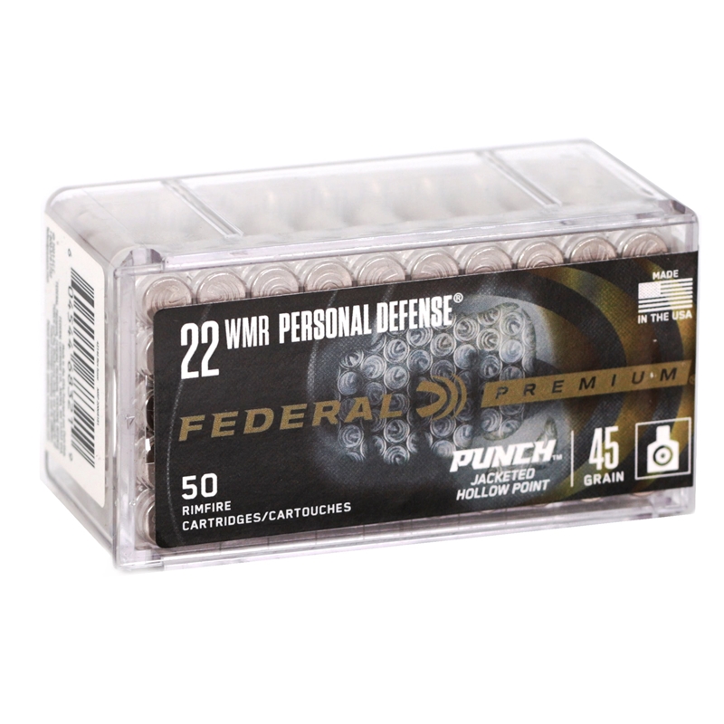 eral Premium Punch 22 Winchester Magnum Rimfire (WMR) 45 Grain Jacketed Hollow Point Box Of 50 Ammo