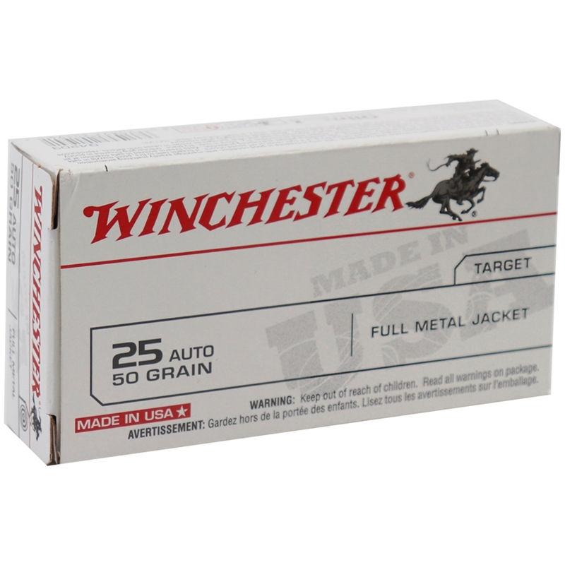 chester USA 25 ACP Auto 50 Grain Full Metal Jacket Box Of 50 Ammo