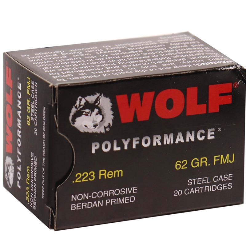 f Polyformance 223 Remington 62 Grain FMJ Steel Case Box Of 20 Ammo