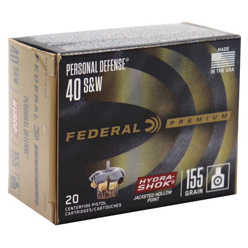 eral Personal Defense 40 S&W 155 Grain Hydra-Shok Jacketed Hollow Point Box Of 20 Ammo