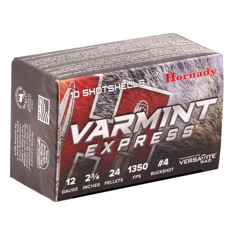 nady Varmint Express 12 Gauge 2-3/4 #4 Buckshot 24 Pellets Box Of 10 Ammo